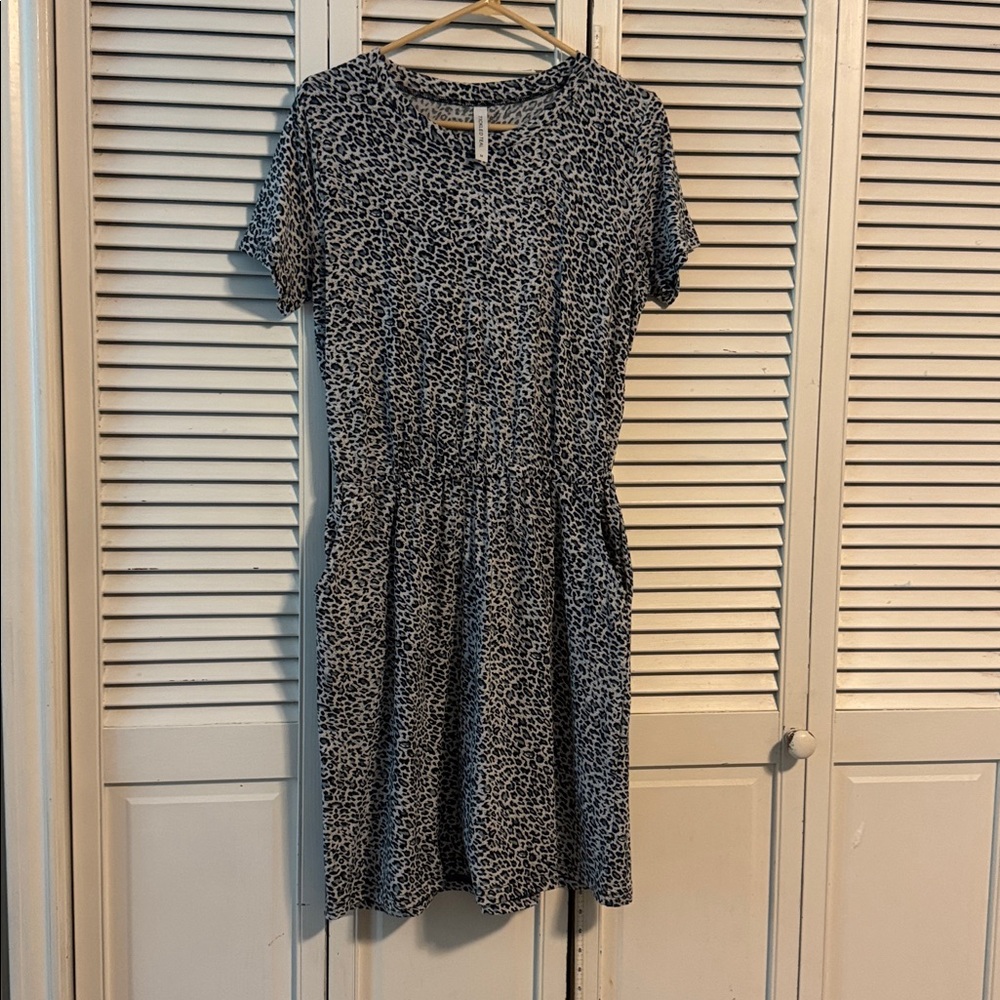 Tickled Teal Blue and Black Leopard Print dress